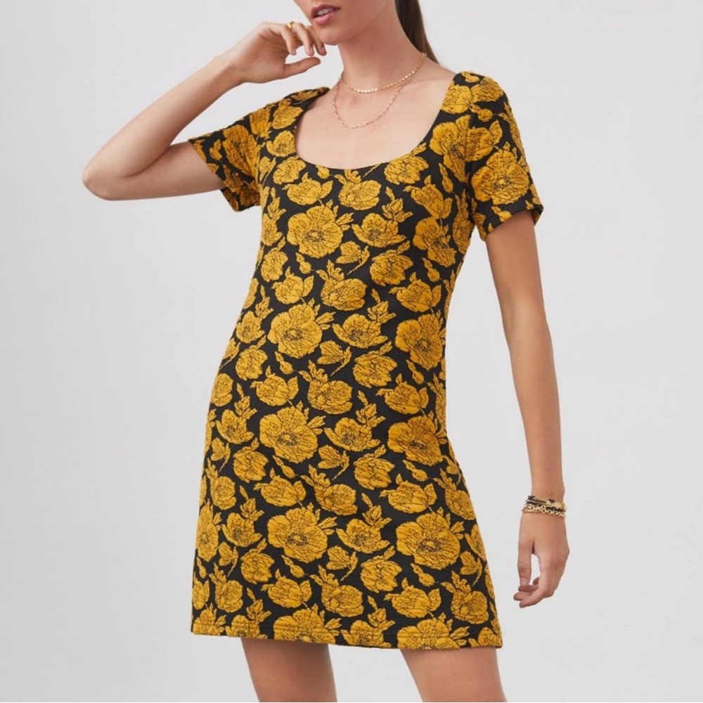 Floral Black and Yellow Dress